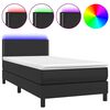 vidaXL Sommier &agrave; lattes de lit et matelas LED Noir 90x200cm Similicuir