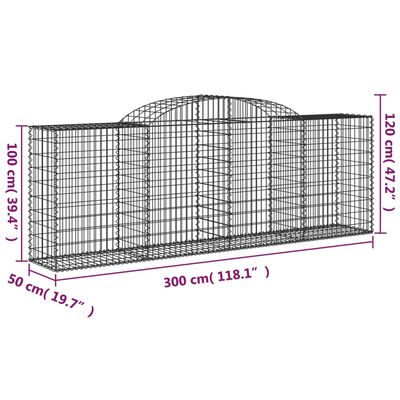 vidaXL Paniers à gabions arqués 3 pcs 300x50x100/120 cm fer galvanisé