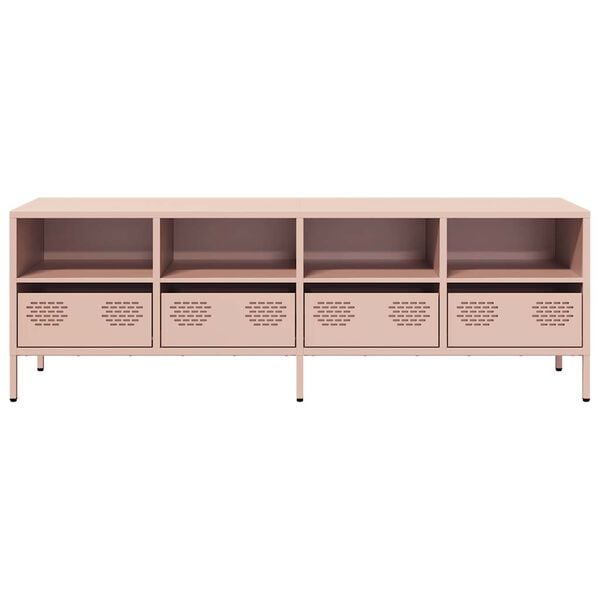 vidaXL Meuble TV rose 135x39x43,5 cm acier lamin&eacute; &agrave; froid