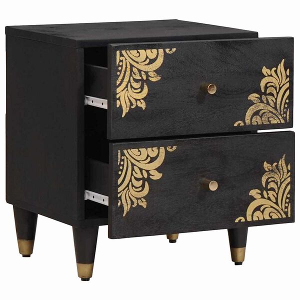 vidaXL Cabinet de chevet Noir 40 x 33 x 46 cm Bois de mangue massif