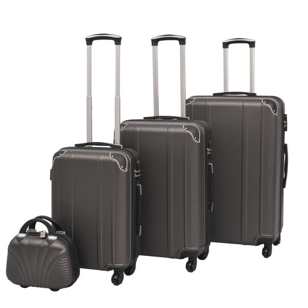vidaXL Ensemble de valises &agrave; roulettes quatre pi&egrave;ces Anthracite