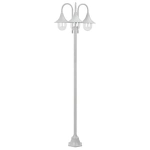 vidaXL Lampadaire de jardin E27 220 cm Aluminium 3 lanternes Blanc