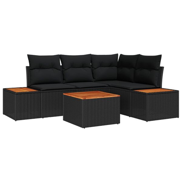 vidaXL Ensemble de canap&eacute; de jardin avec coussin 4 pcs Noir Polyrotin