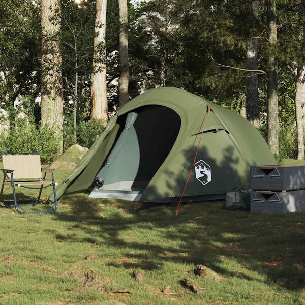 vidaXL Tente de camping tunnel 3 personnes vert olive imperm&eacute;able