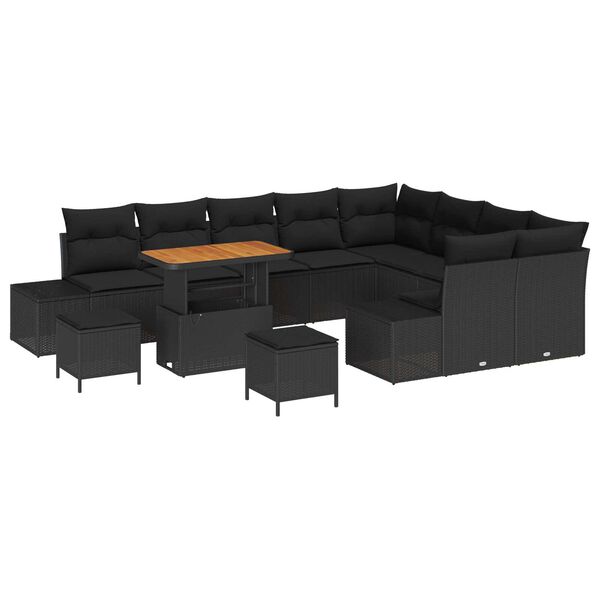 vidaXL Ensemble de canap&eacute; de jardin 12 pcs Noir Poly rotin