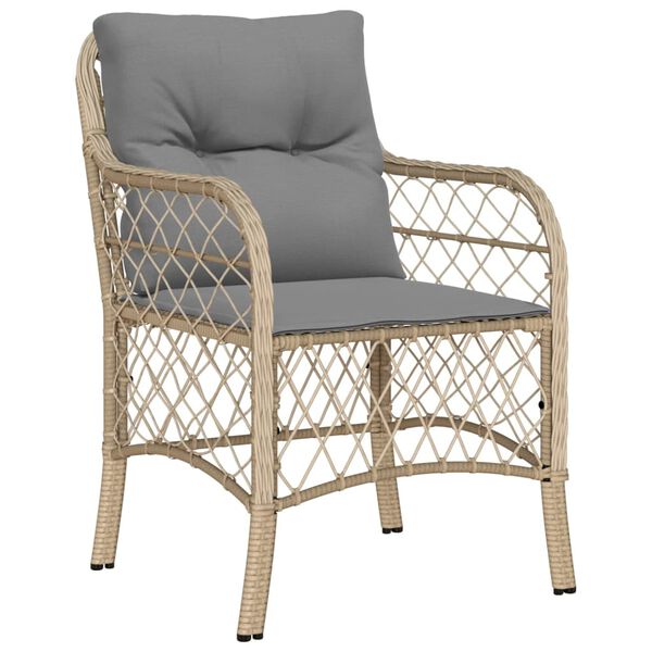 vidaXL Ensemble &agrave; manger de jardin coussins 7 pcs m&eacute;lange beige rotin