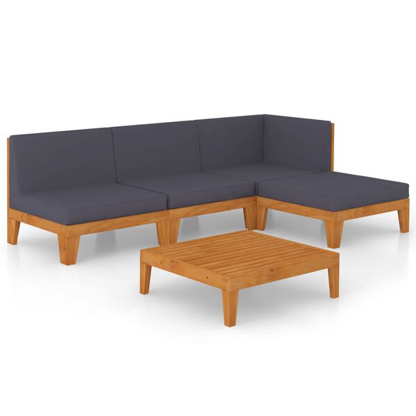 vidaXL Salon de jardin 5 pcs avec coussins Bois d'acacia solide