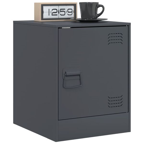 vidaXL Tables de chevet 2 pcs anthracite 34,5x39x44 cm acier