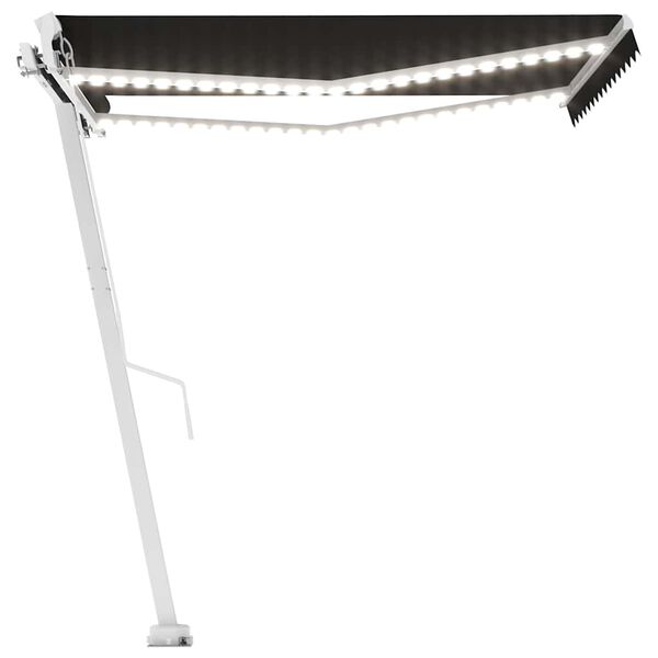 vidaXL Auvent manuel r&eacute;tractable avec LED 350x250 cm Anthracite