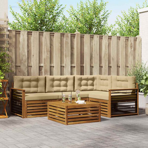 vidaXL Ensemble de canap&eacute;s d'ext&eacute;rieur 5 pcs Naturel et Beige