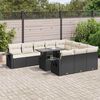 vidaXL Salon de jardin 11 pcs avec coussins noir résine tressée