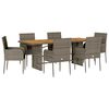 vidaXL Ensemble &agrave; manger de jardin et coussins 7 pcs gris rotin