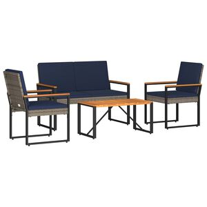 vidaXL Ensemble de meubles d'ext&eacute;rieur 4 pcs Gris et bleu marine