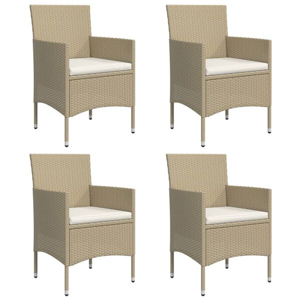 vidaXL Ensemble &agrave; manger de jardin coussins 5 pcs Beige/noir