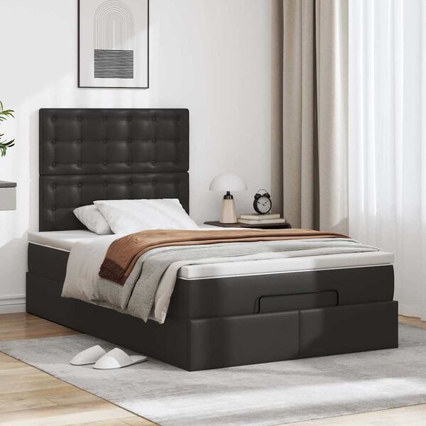 VidaXL Cadre de lit ottoman avec matelas noir 120x200 cm similicuir