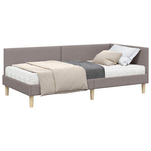 vidaXL Cadre de lit d'angle avec matelas Autre 2 pcs Taupe tissu