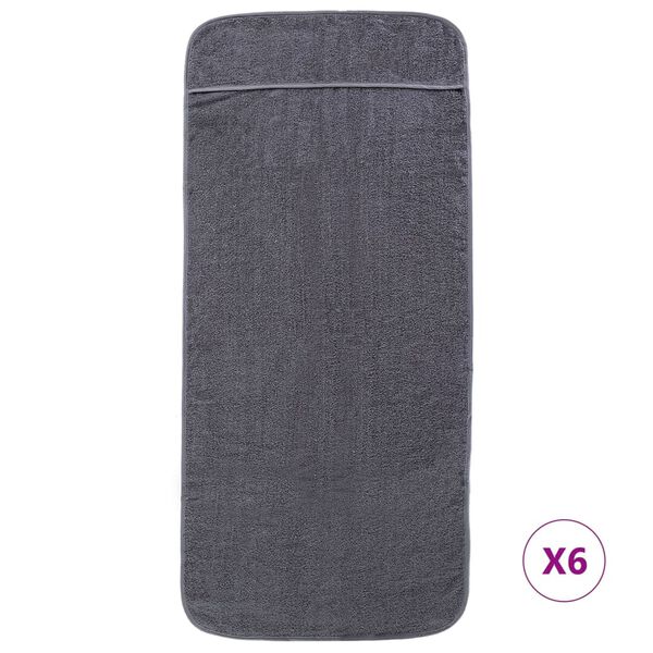 vidaXL Serviettes de plage 6 pcs anthracite 60x135 cm tissu 400 GSM