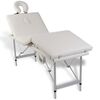 vidaXL Table pliable de massage Blanc crème 4 zones au cadre aluminium