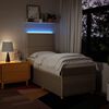 vidaXL Sommier &agrave; lattes de lit et matelas Cr&egrave;me 90x190 cm Tissu