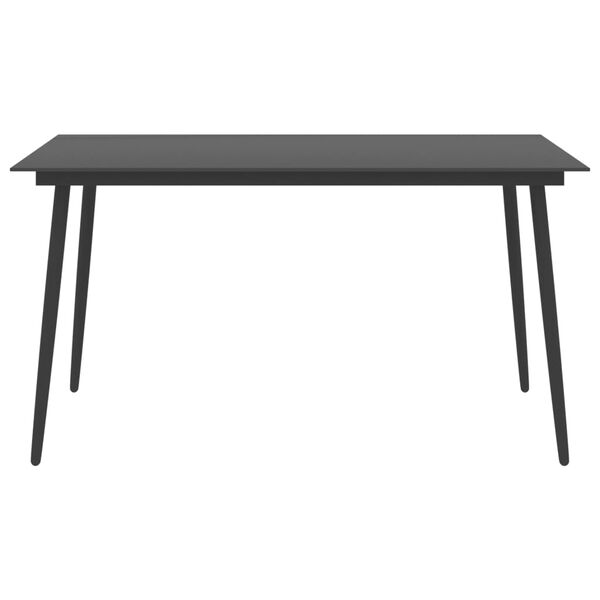 vidaXL Table &agrave; d&icirc;ner de jardin Noir 150x90x74 cm Acier et verre