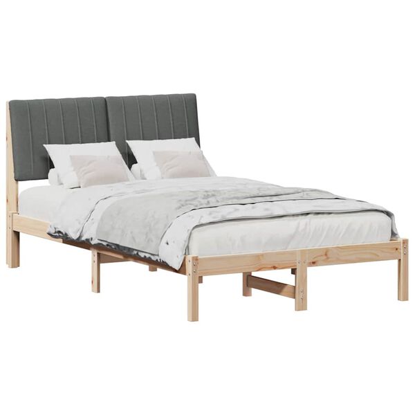 vidaXL Cadre de lit avec t&ecirc;te de lit Marron 120 x 200 cm Pin massif
