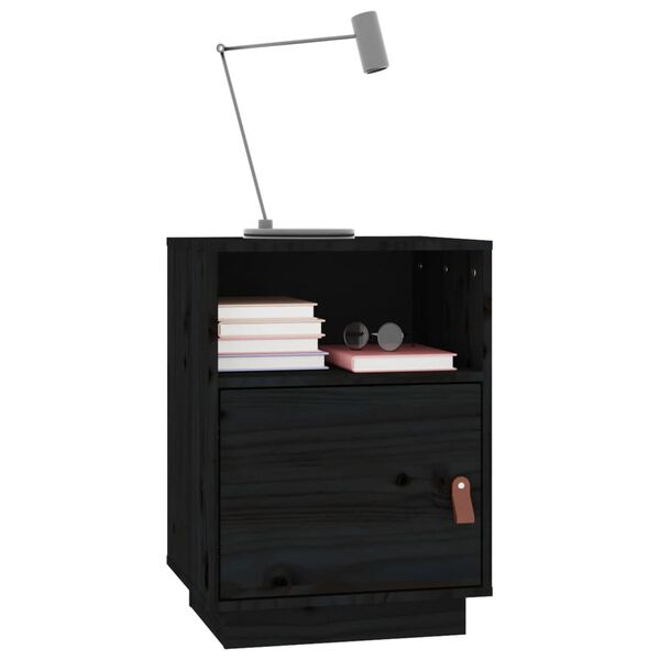 vidaXL Tables de chevet 2 pcs Noir 40x34x55 cm Bois de pin massif