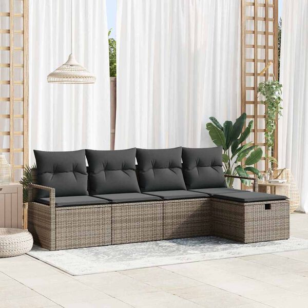 vidaXL Ensemble de Canap&eacute;s avec coussin avec stockage Gris polyrotin