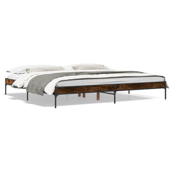 vidaXL Cadre de lit sans matelas ch&ecirc;ne fum&eacute; 200x200 cm