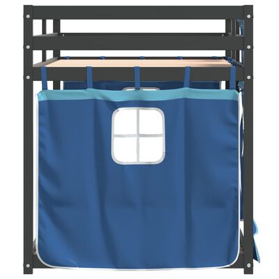 vidaXL Lit superposé avec rideaux bleu 90x190 cm bois pin massif