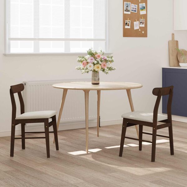 vidaXL Chaise de salle &agrave; manger 2 pcs Marron fonc&eacute; et lumi&egrave;re