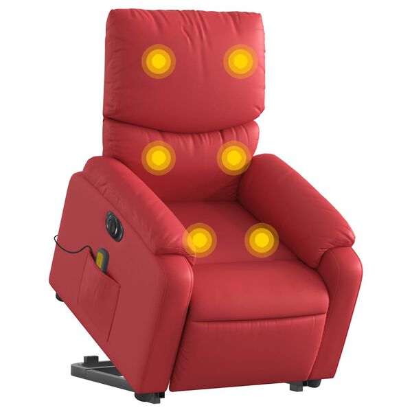 vidaXL Fauteuil inclinable de massage &eacute;lectrique rouge similicuir