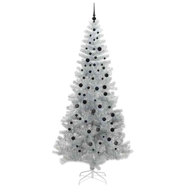 vidaXL Sapin de No&euml;l avec 300 LED avec support Argent 240 cm PET