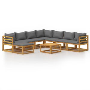 vidaXL Salon de jardin 9 pcs avec coussin Bois d'acacia solide