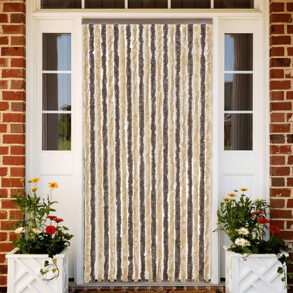 vidaXL Rideau anti-mouches marron fonc&eacute; et beige 90x200 cm chenille