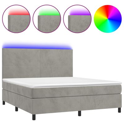 vidaXL Sommier à lattes de lit avec matelas LED Gris clair 180x200 cm