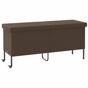 vidaXL Bo&icirc;te rangement jardin roues marron 160x55x75 cm r&eacute;sine tress&eacute;e