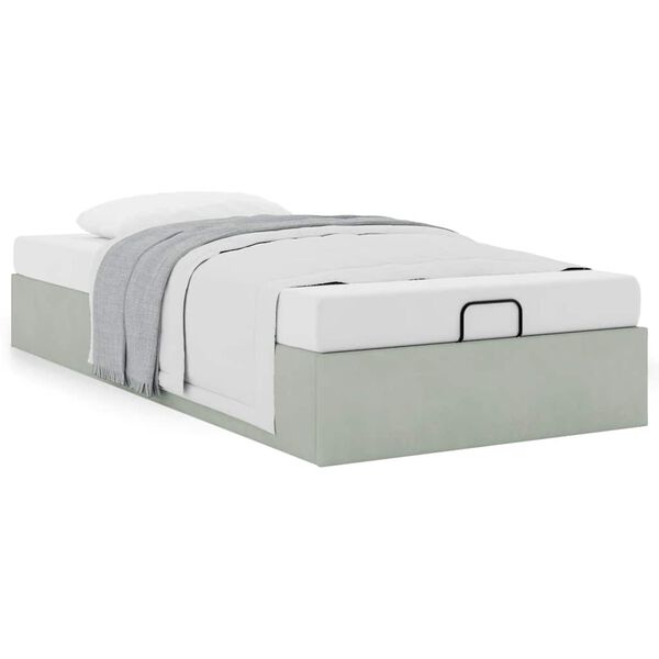 vidaXL Cadre de lit ottoman sans matelas gris clair 90x200 cm velours