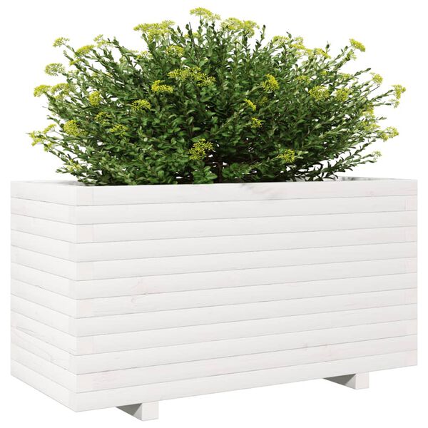 vidaXL Jardini&egrave;re blanc 90x40x49,5 cm bois de pin massif