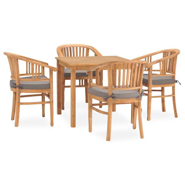 vidaXL Ensemble &agrave; manger de jardin 5pcs avec coussins bois teck solide
