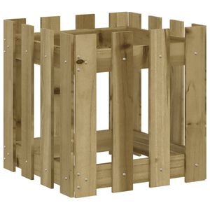 vidaXL Jardini&egrave;re avec design de cl&ocirc;ture 40x40x40 cm pin impr&eacute;gn&eacute;