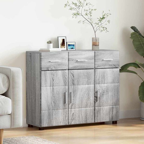 vidaXL Buffet FLORIN Gris Sonoma 88,5 x 30,5 x 73 cm Bois d'ing&eacute;nierie