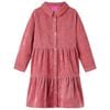 Robe enfants &agrave; manches longues velours c&ocirc;tel&eacute; rose ancien 92