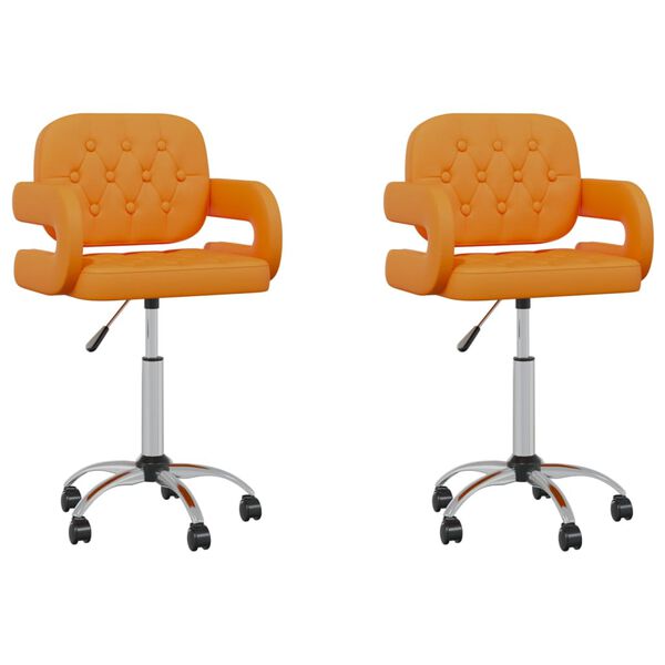 vidaXL Chaises pivotantes &agrave; manger lot de 2 orange similicuir