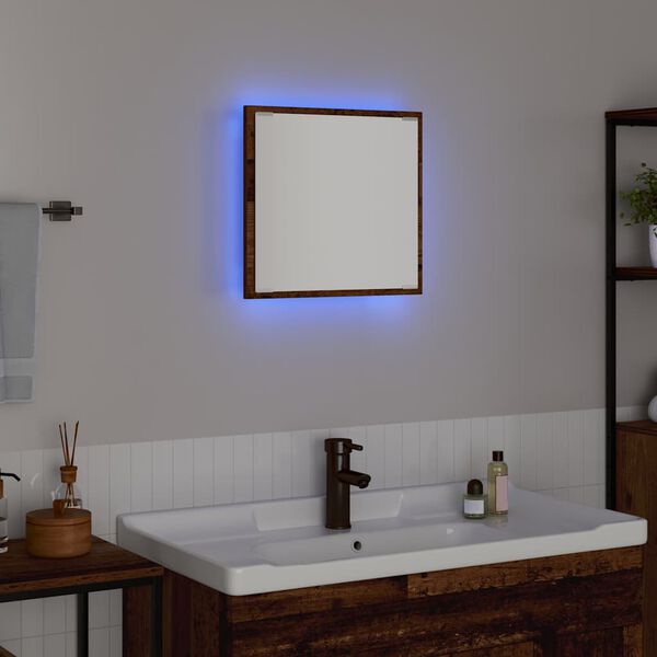 vidaXL Miroir de salle de bain LED Bois ancien 40 x 8,5 x 37 cm