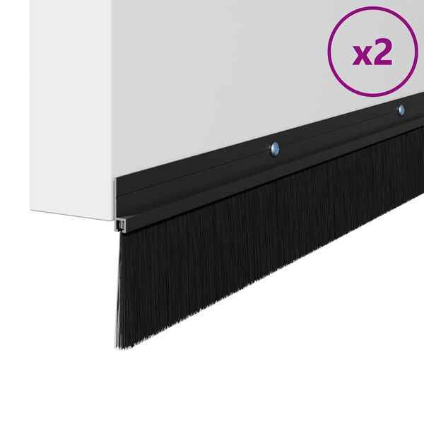 vidaXL Brosses d'étanchéité pour porte à visser 2 pcs Noir 100 cm
