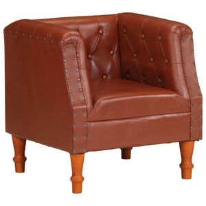 vidaXL Fauteuil marron cuir v&eacute;ritable
