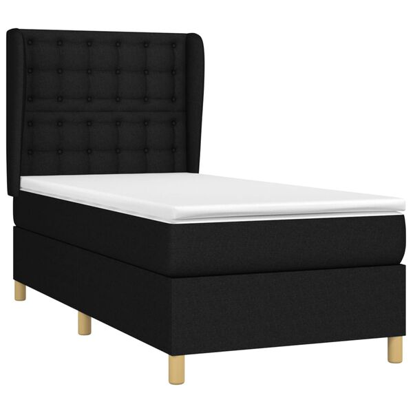 vidaXL Sommier &agrave; lattes de lit et matelas Noir 80x200 cm Tissu