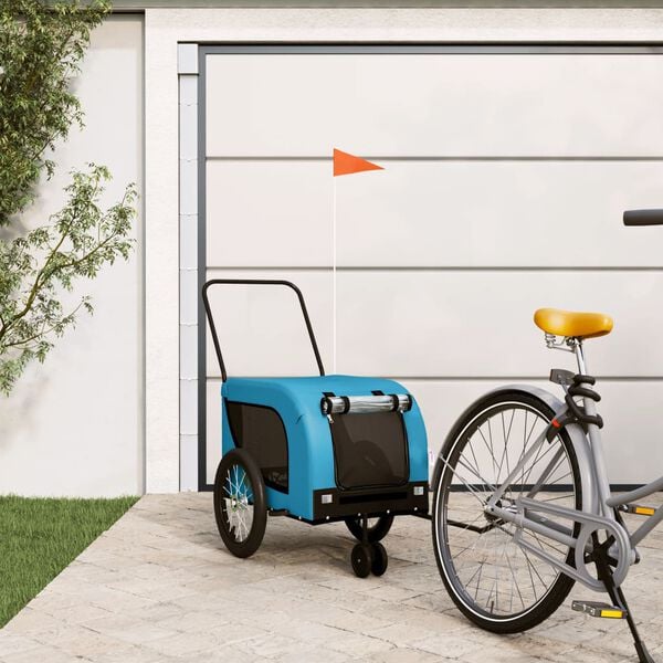 vidaXL Remorque de v&eacute;lo pour animaux de compagnie bleu et noir