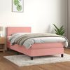 vidaXL Sommier &agrave; lattes de lit avec matelas Rose 90x200 cm Velours