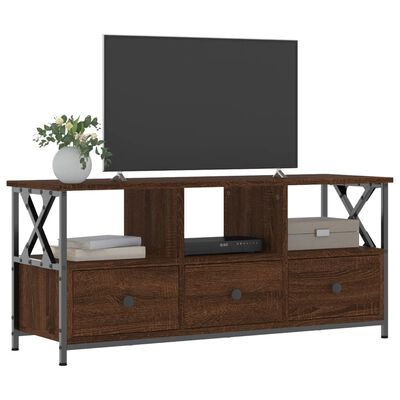 vidaXL Meuble TV chêne marron 102x33x45 cm bois d'ingénierie et fer